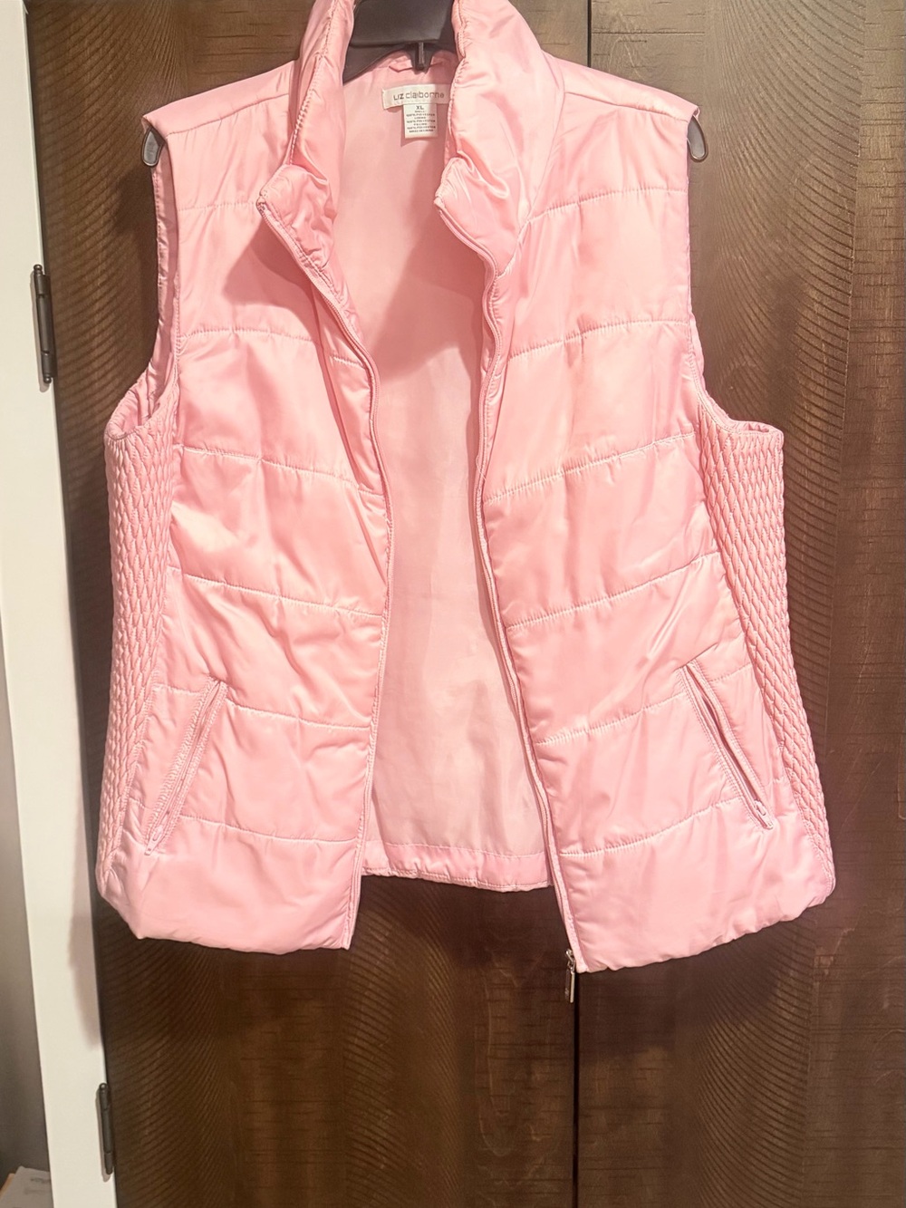 Liz Claiborne Light Pink Quilted Vest with Knit Sides
